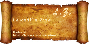 Lencsés Zita névjegykártya
