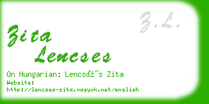 zita lencses business card